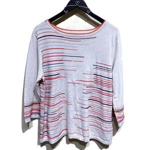 Multi-Color Embroidered Cross-Stitch Sweater